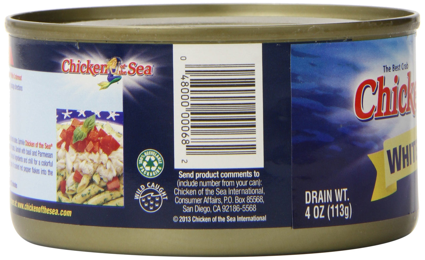 Chicken of the Sea White Crab Meat, 6 oz. Cans (Pack of 12), High in Calcium, Wild Caught Canned Crabmeat