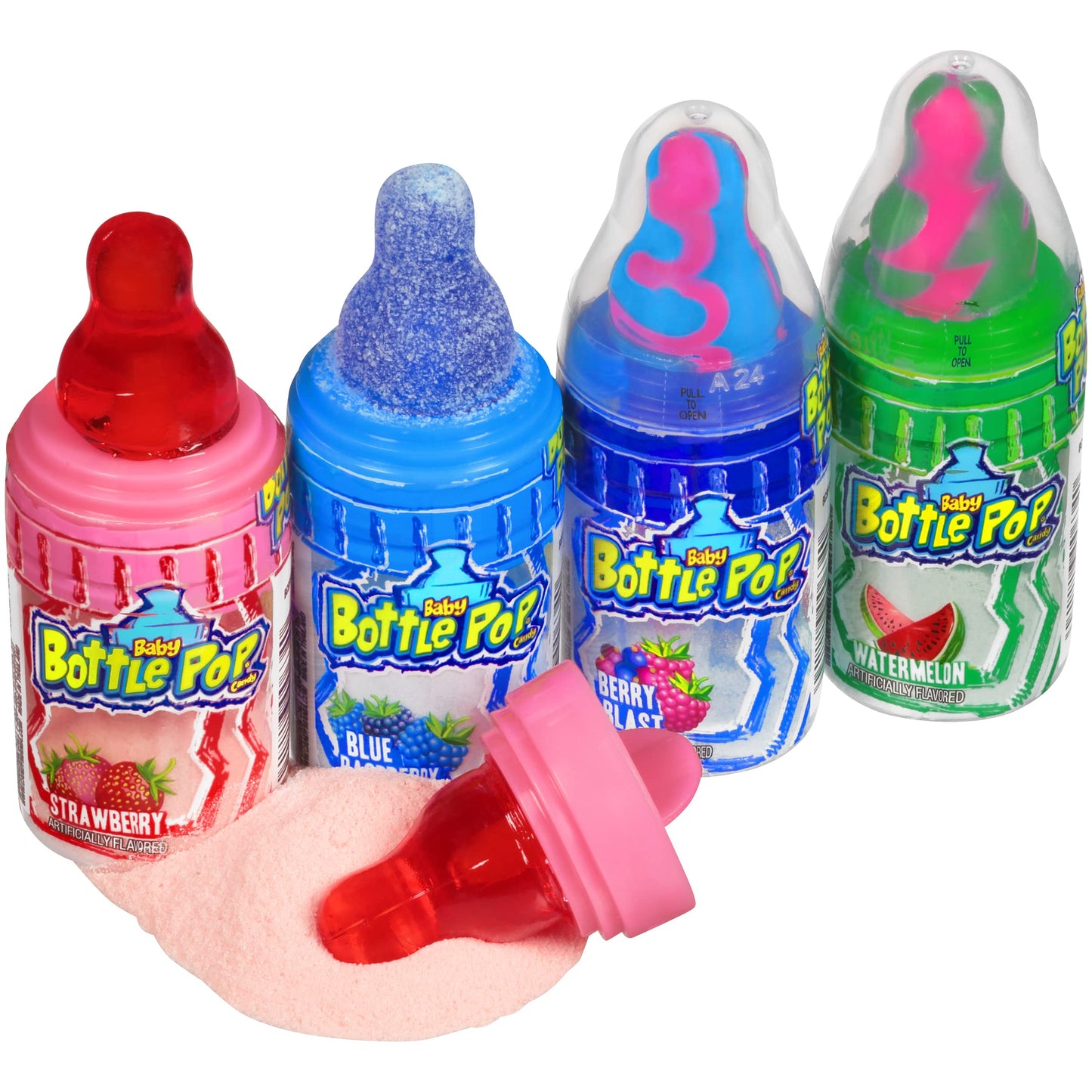 Baby Bottle Pop Candy Lollipops - Bulk Candy Variety Party Pack - 10 Count Lollipops W/ Powdered Sugar Dip In Assorted Fruity Candy Flavors - Bulk Candy For Party Favors, Birthdays, Baby Showers