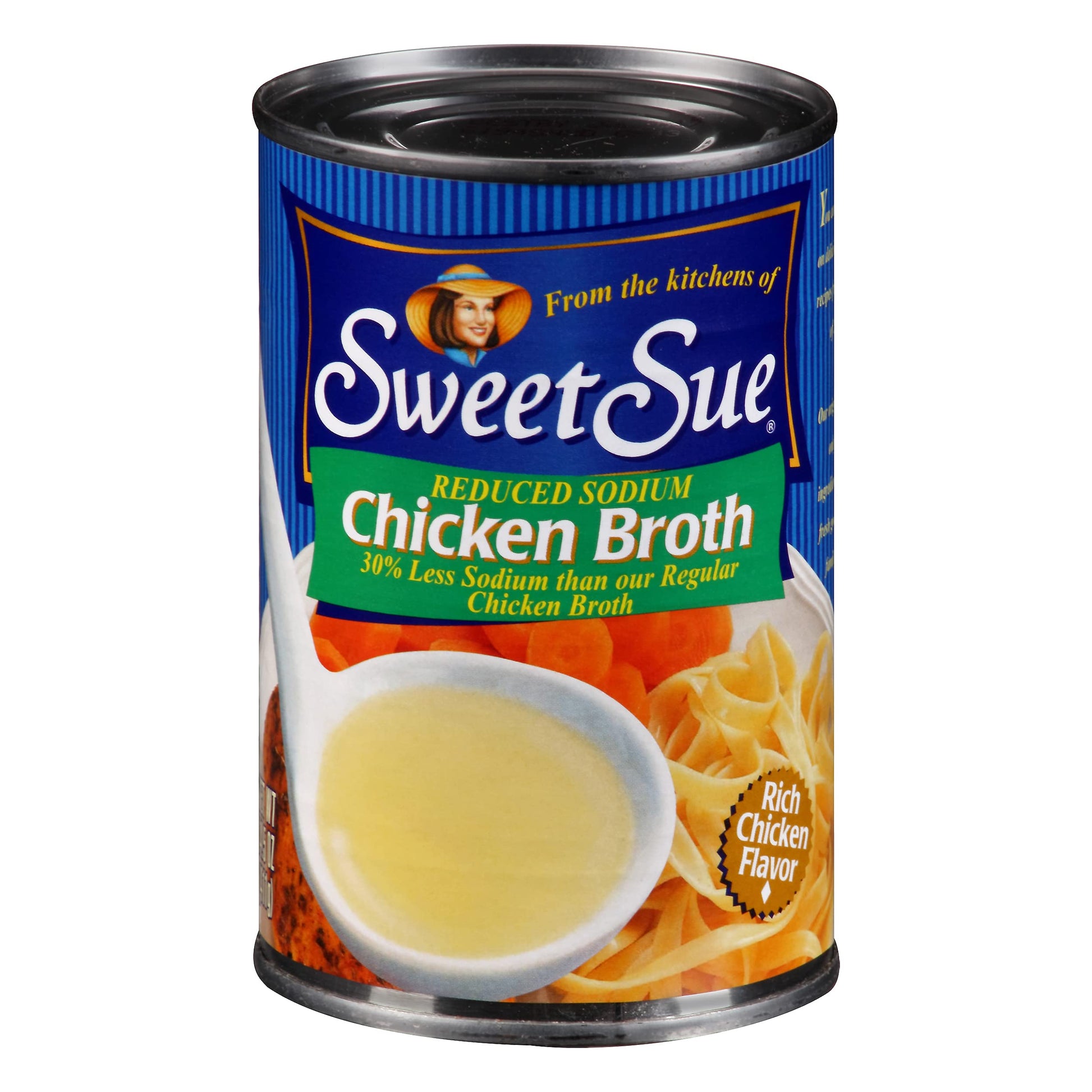Sweet Sue Reduced Sodium Chicken Broth  14.5 Oz Can (Pack Of 24) - Gluten Free - Keto Friendly - 30% Less Sodium Than Our Regular Chicken Broth