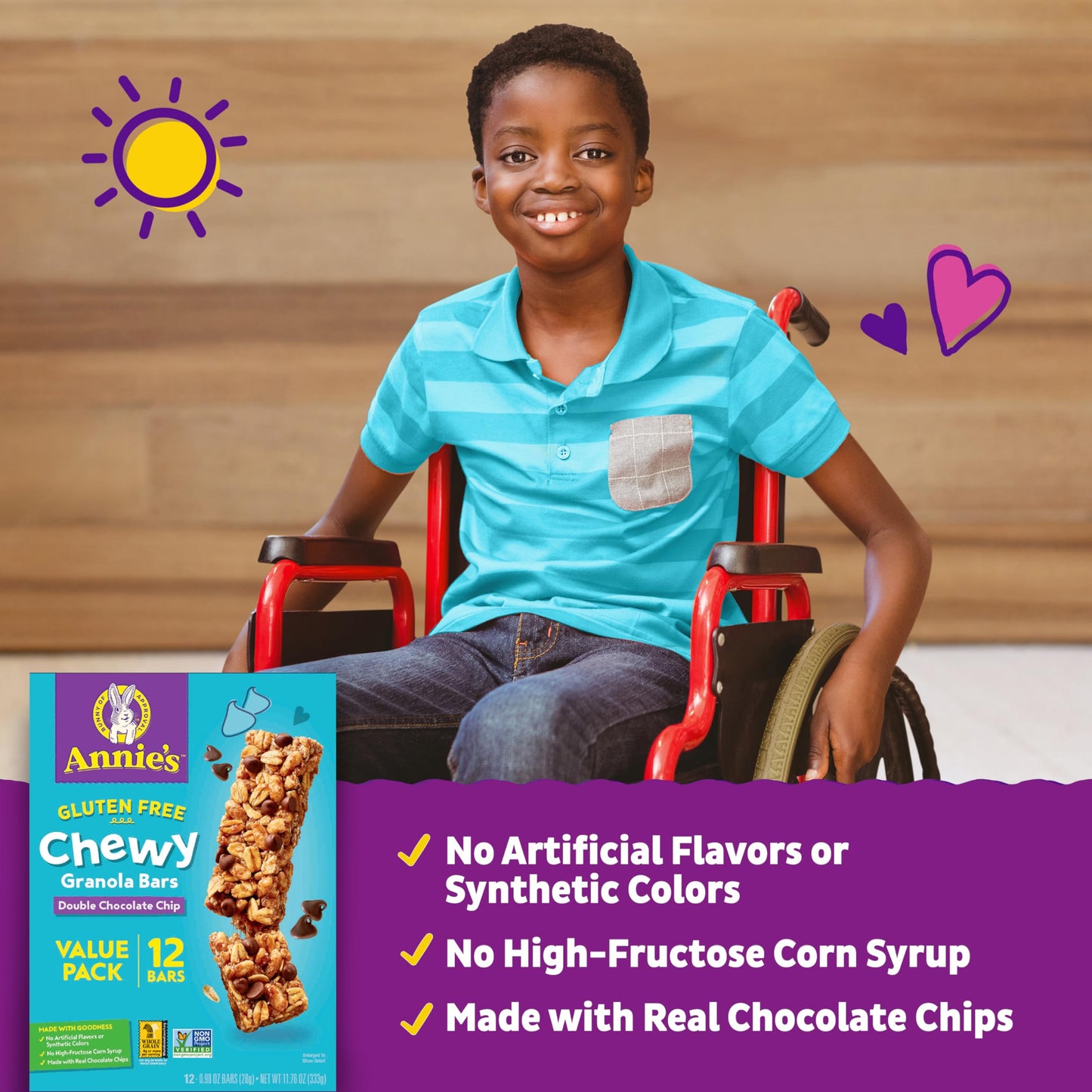 Annie'S Gluten Free Chewy Granola Bar, Double Chocolate Chip, 11.76 Oz, 12 Bars