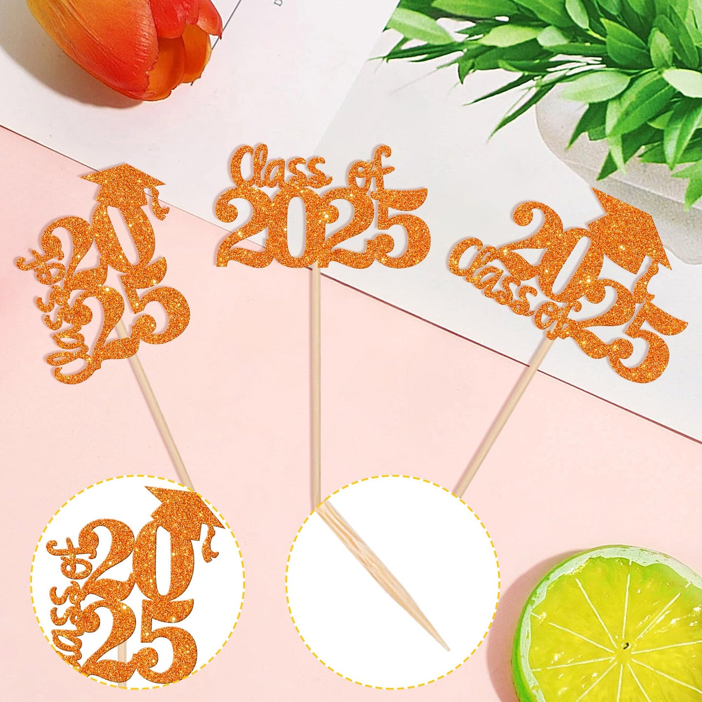 30 Pcs 2025 Graduation Cupcake Toppers Glitter Class Of 2025 Graduation Cap Cupcake Picks For 2025 Graduation Theme Party Cake D