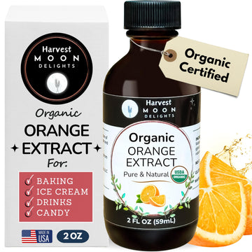 Organic Orange Extract for Baking, Ice Cream, Drinks, and Candy - 2 oz - Water-Soluble - By Harvest Moon Delights - Pure Orange 