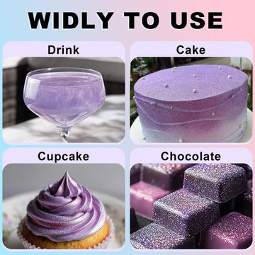 (10G) Iridescent Purple Edible Glitter For Drinks, Cocktails, Cakes - 100% Food Safe Cake Glitter Dust Edible - Fancy Sprinkles