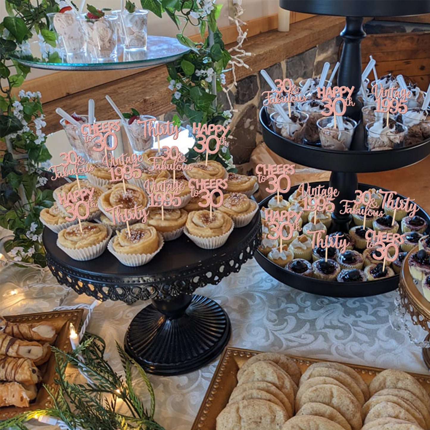 30Pcs Vintage 1993 Cupcake Toppers Glitter Thirty 30 Fabulous Happy 30Th Birthday Cupcake Picks Cheers To 30 Years For 30Th Birt