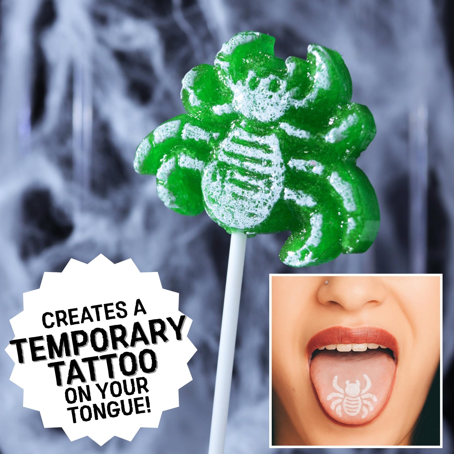 Sweetzo Spider Halloween Tattoo Lollipops, 24 Count, Individually Wrapped, 15.7 cm x 6.5 cm x 17.9 cm, Perfect for Trick or Treat