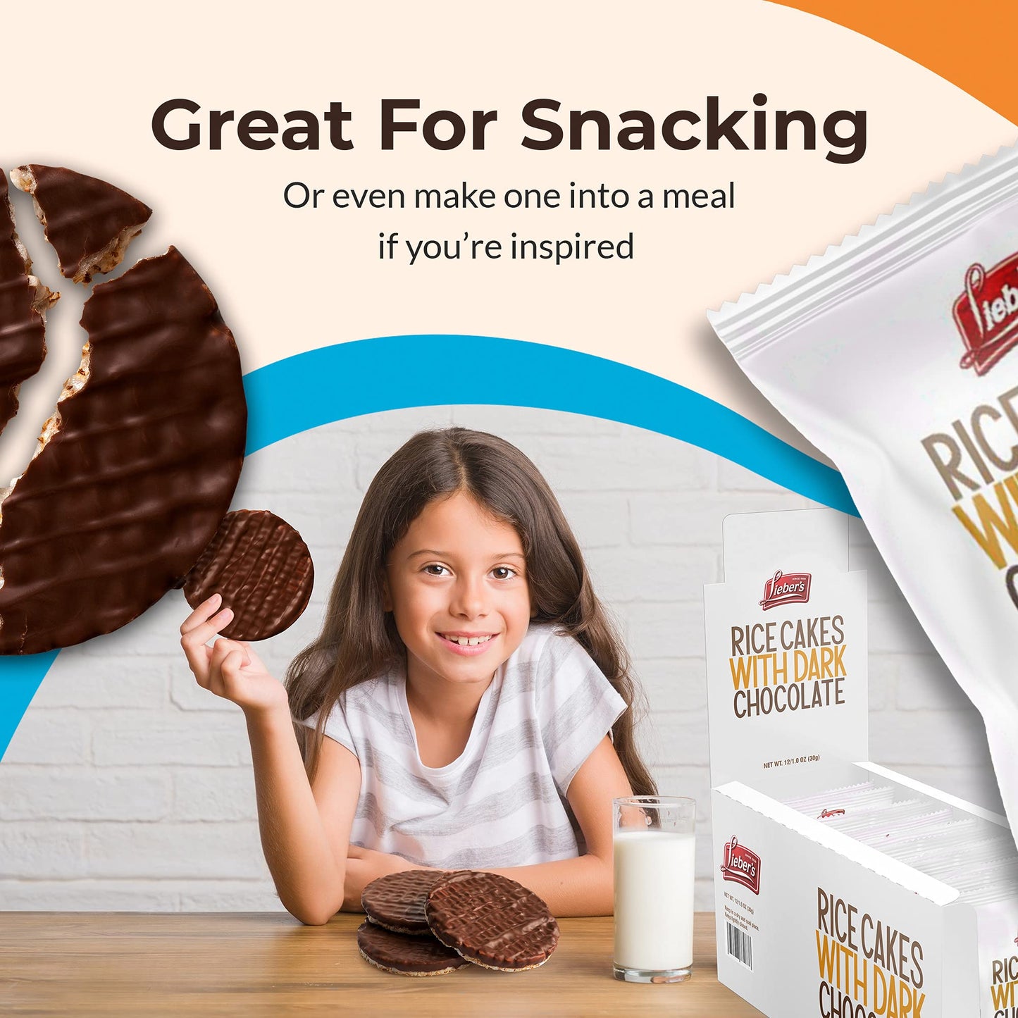 Liebers Dark Chocolate Rice Cakes, Snack Pack, Gift Pack, Kosher Dairy Free, Gluten Free Total Of 24 Cakes (Dark Chocolate)