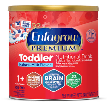 Enfagrow Premium Toddler Nutritional Drink, Natural Milk Flavor, Omega-3 Dha For Brain Support, Prebiotics & Vitamins For Immune