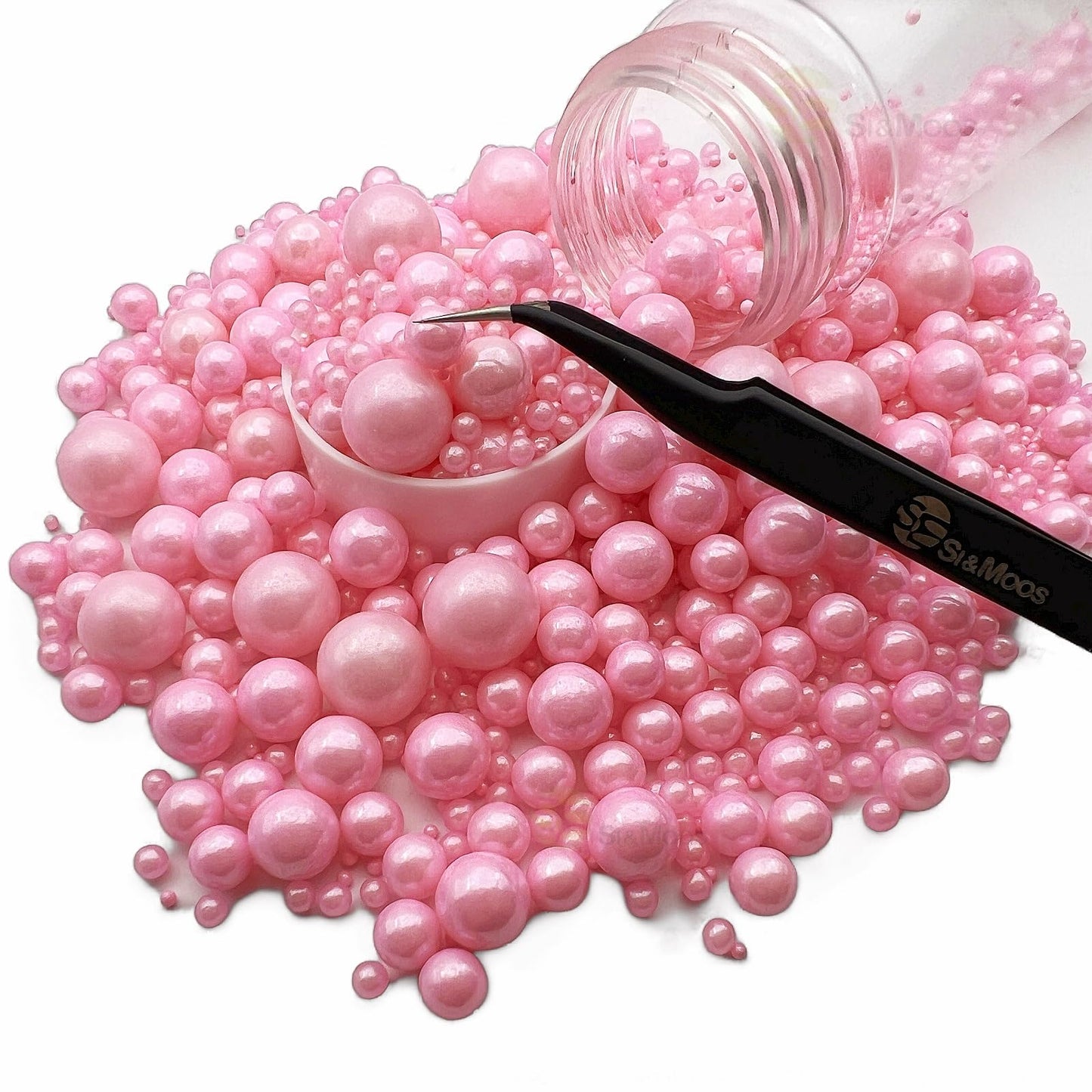 Pink Edible Pearls For Cake Decorating 5.1 Oz | Pink Cake Pearls | Edible Sugar Pearls | Edible Cake Decorations | Pink Pearl Sp