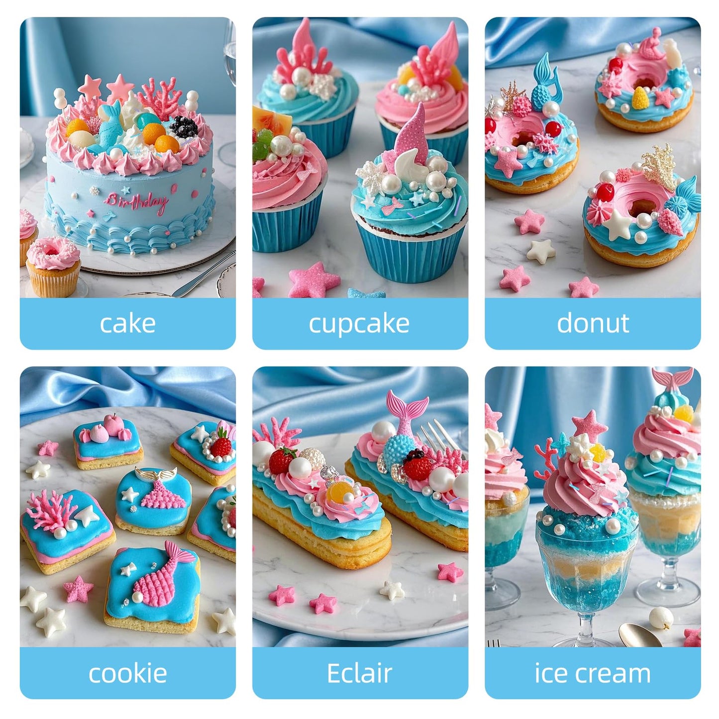 Mermaid Sprinkles,Edible Sugar Pearl Stars Jimmies Mix 130g/4.58oz,Pearl Candy Ocean Sprinkles,Summer Baking Cake Fun Decoration