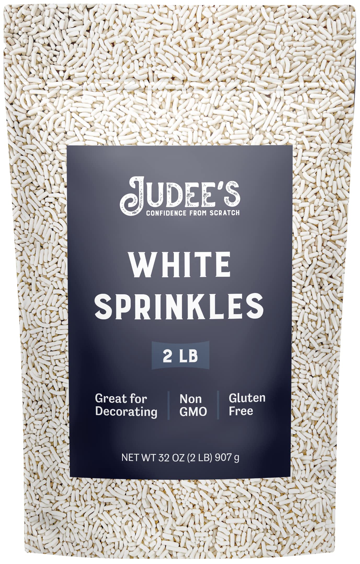 Judee's Gluten Free White Sprinkles 2 lb - Gluten-Free and Nut-Free - Brighten Up Your Baked Goods - Great for Cookie and Cake D