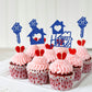 Gyufise Cupcake Toppers, 24 Pack Glitter Housewarming Picks, Blue, Paper, Model ZN0169-1-BL