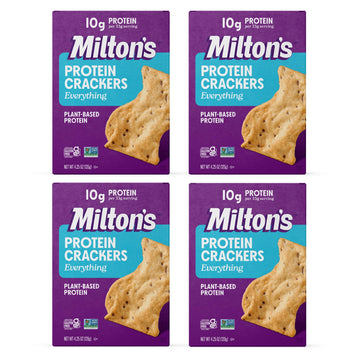 Miltons Protein Crackers, Everything - 10g of Plant-Based Protein Per Serving, Gluten Free, Non-GMO Project Verified, Vegetaria