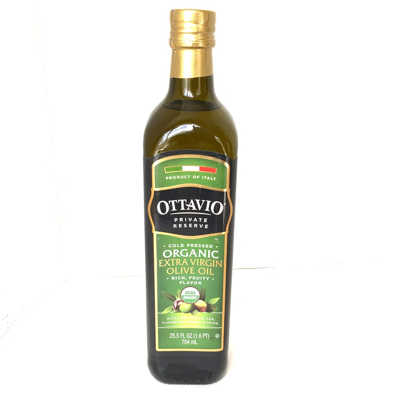 Ottavio Private Reserve Extra Virgin Olive Oil Imported From Italy (Organic Extra Virgin, 25.5 fl-oz)