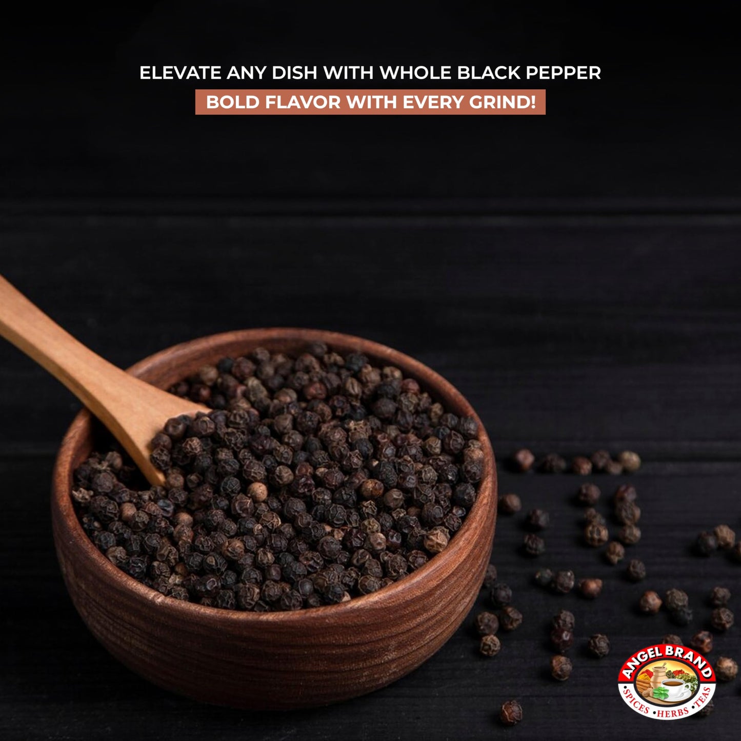 Angel Brand Black Peppercorns Whole - Premium Peppercorns For Grinders, Cooking, And Seasoning - Perfect Whole Black Pepper For