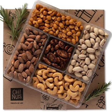 Nuts Gift Basket Variety Roasted Salted Nuts Holiday Gift Basket 5 Section Nuts - by Oh Nuts
