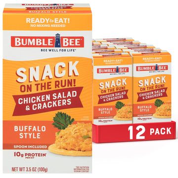 Bumble Bee Snack On The Run Buffalo Chicken Salad with Crackers Kit, 3.5 oz (Pack of 12) - Ready to Eat, Spoon Included - Shelf 