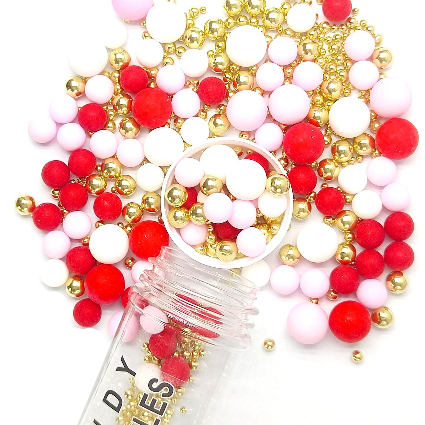 Edible Red Pink White And Gold Pearl Sprinkles 142G/ 5.01Oz Mixed Color Size Pearl Sprinkles For Cake Decorating Candy Baking De