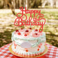 EONNCNT Happy Birthday Cake Topper - Red Glitter Paper Decoration - MOUCCT-HB