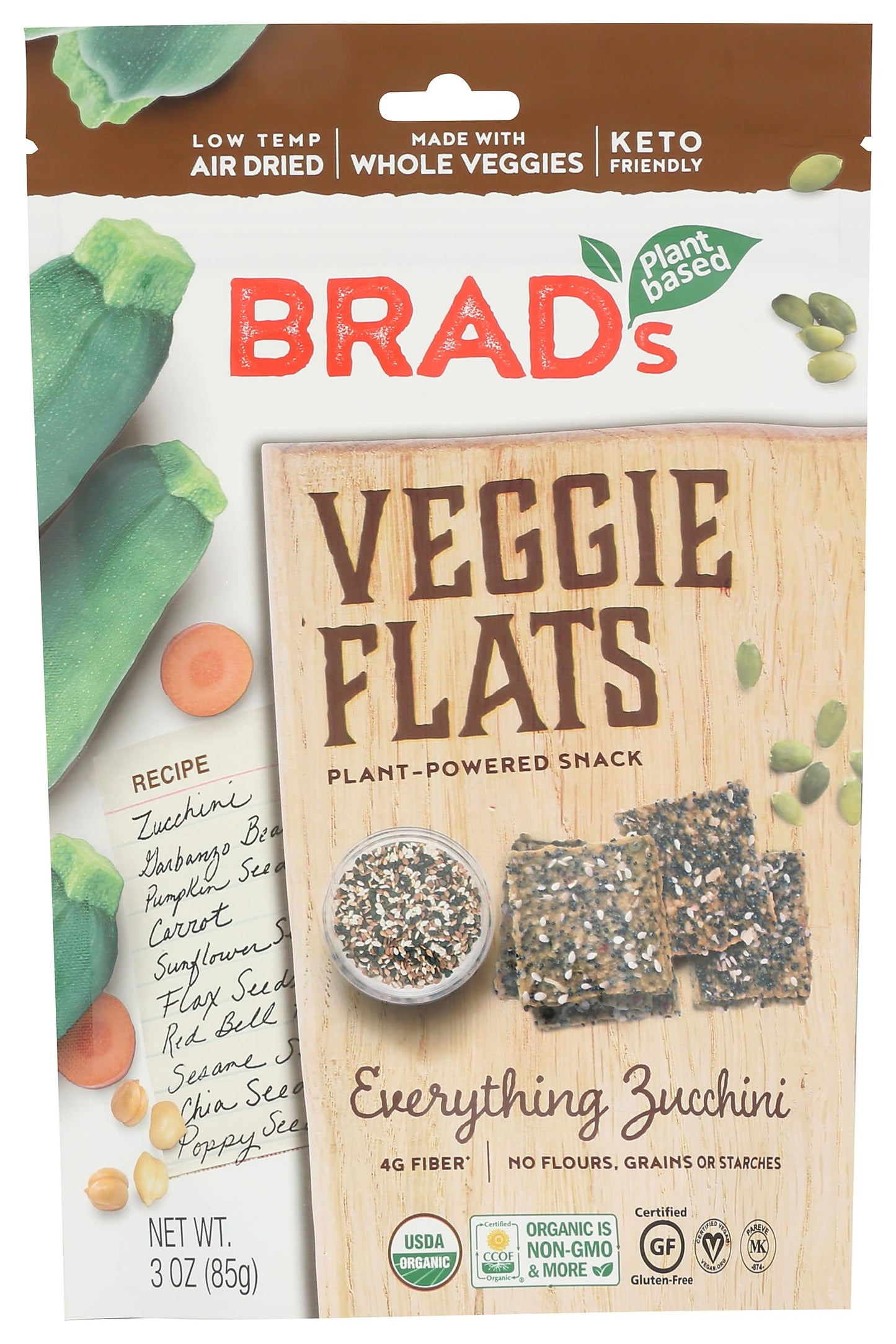 Brad'S Raw Organic Everything Zucchini Veggie Flats, 3 Oz