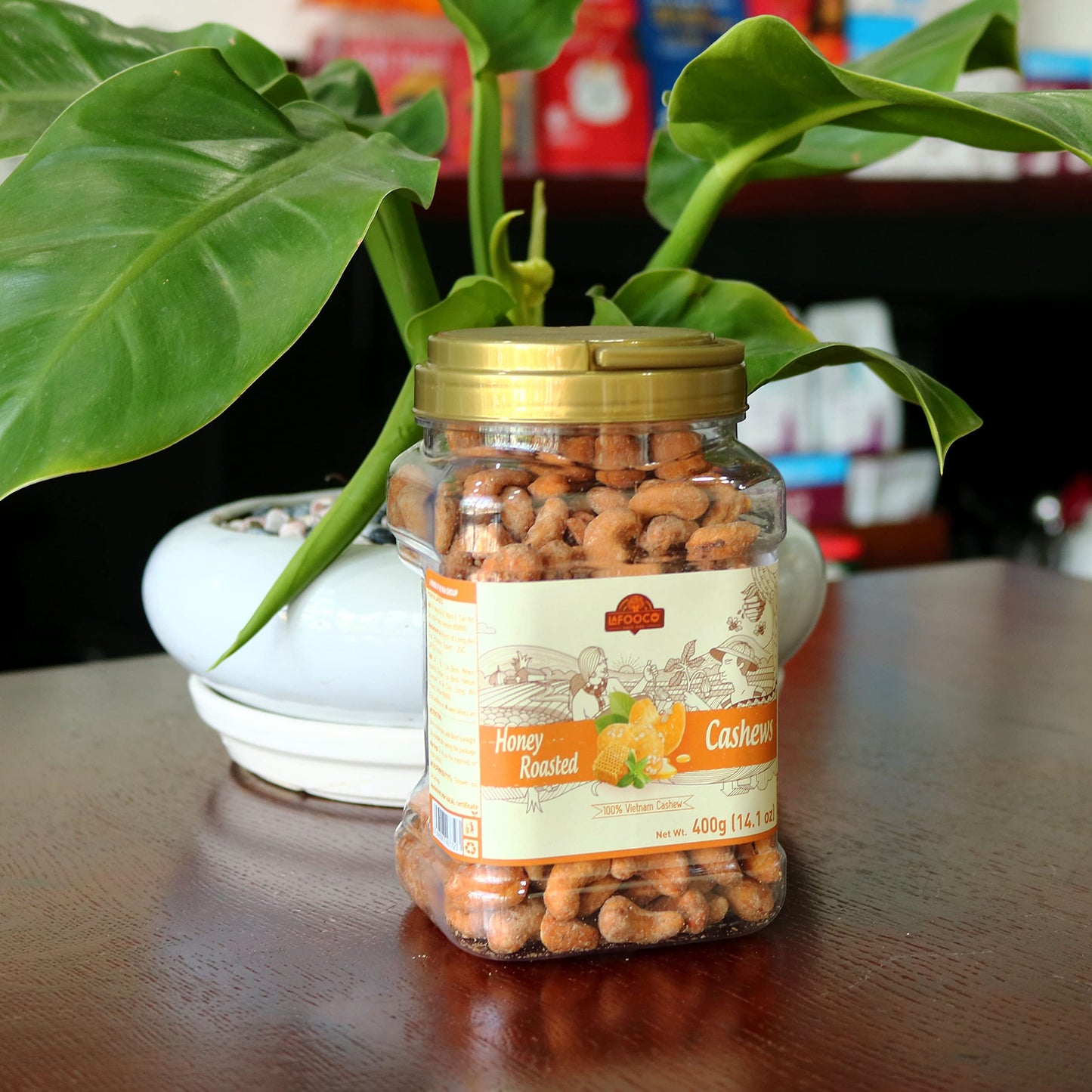 Lafooco Honey Roasted Cashews, Sweet Tasty Gourmet, Vietnam Cashew, Rich In Nutrients, Gift For Family, Friend On Celebration, Holiday, Birthday (14.1 Oz)