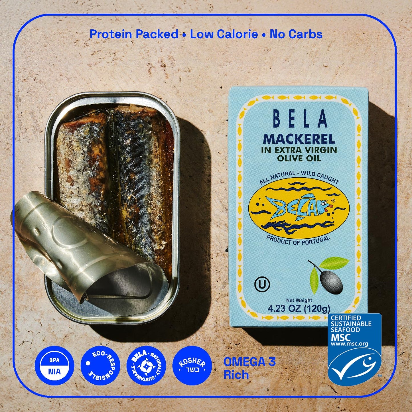 Bela Wild Caught Portuguese Style Mackerel - Piri Piri Flavored Extra Virgin Olive Oil | 4.25 Oz (Pack Of 12) | All Natural, Hig