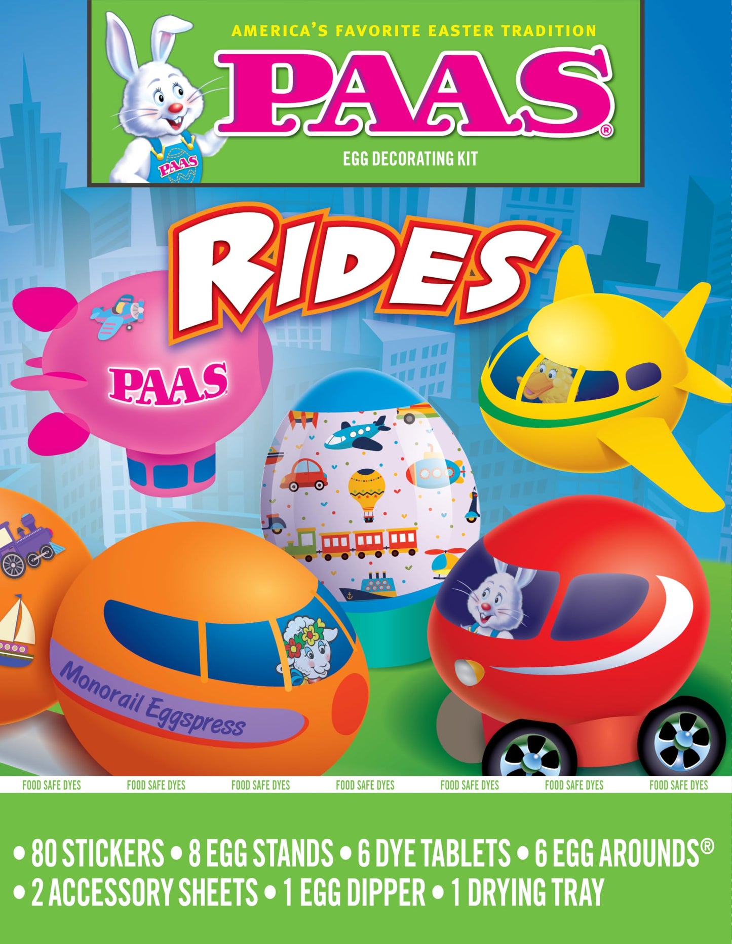PAAS Easter Egg Decorating Kit with 80 Stickers, 6 Dye Tablets, 6 Egg Arounds, 1.8 Ounce