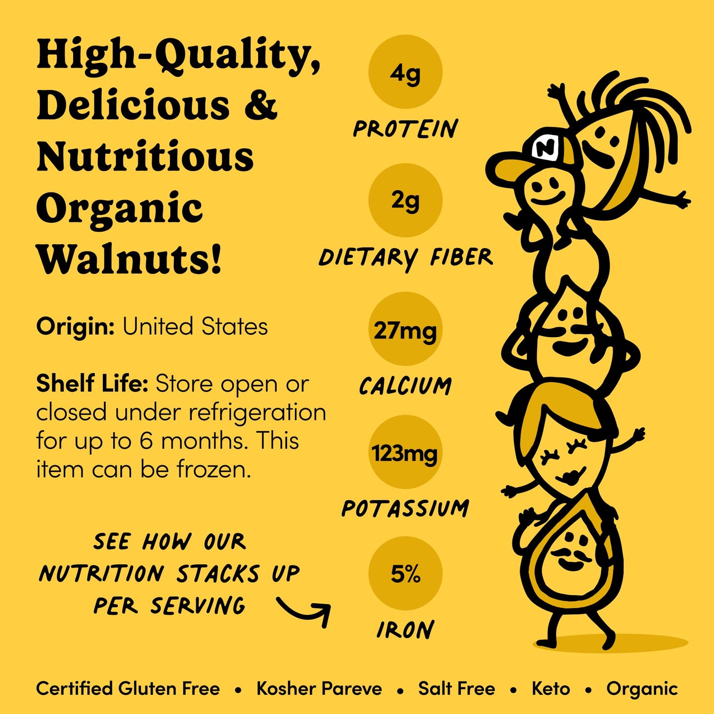 Nuts.Com - Organic Walnuts (Raw, No Shell) - Healthy Snack For Adults & Kids, Nutty & Slightly Sweet Flavor, Good Source Of Prot