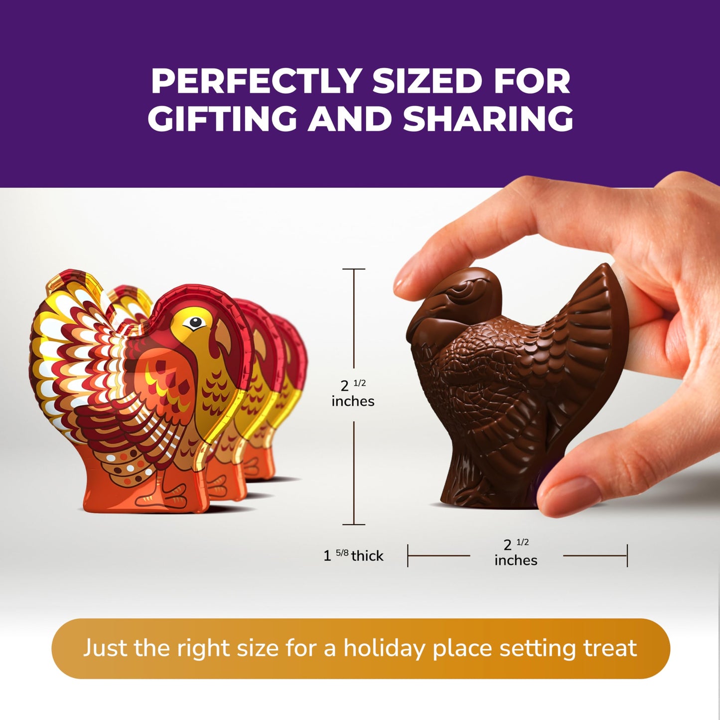 Madelaine Dark Chocolate Turkey Candy - 1 oz Foil-Wrapped Thanksgiving Chocolates - Rich Fall Holiday  & D?cor - 4 Pack Individually Wrapped Turkeys