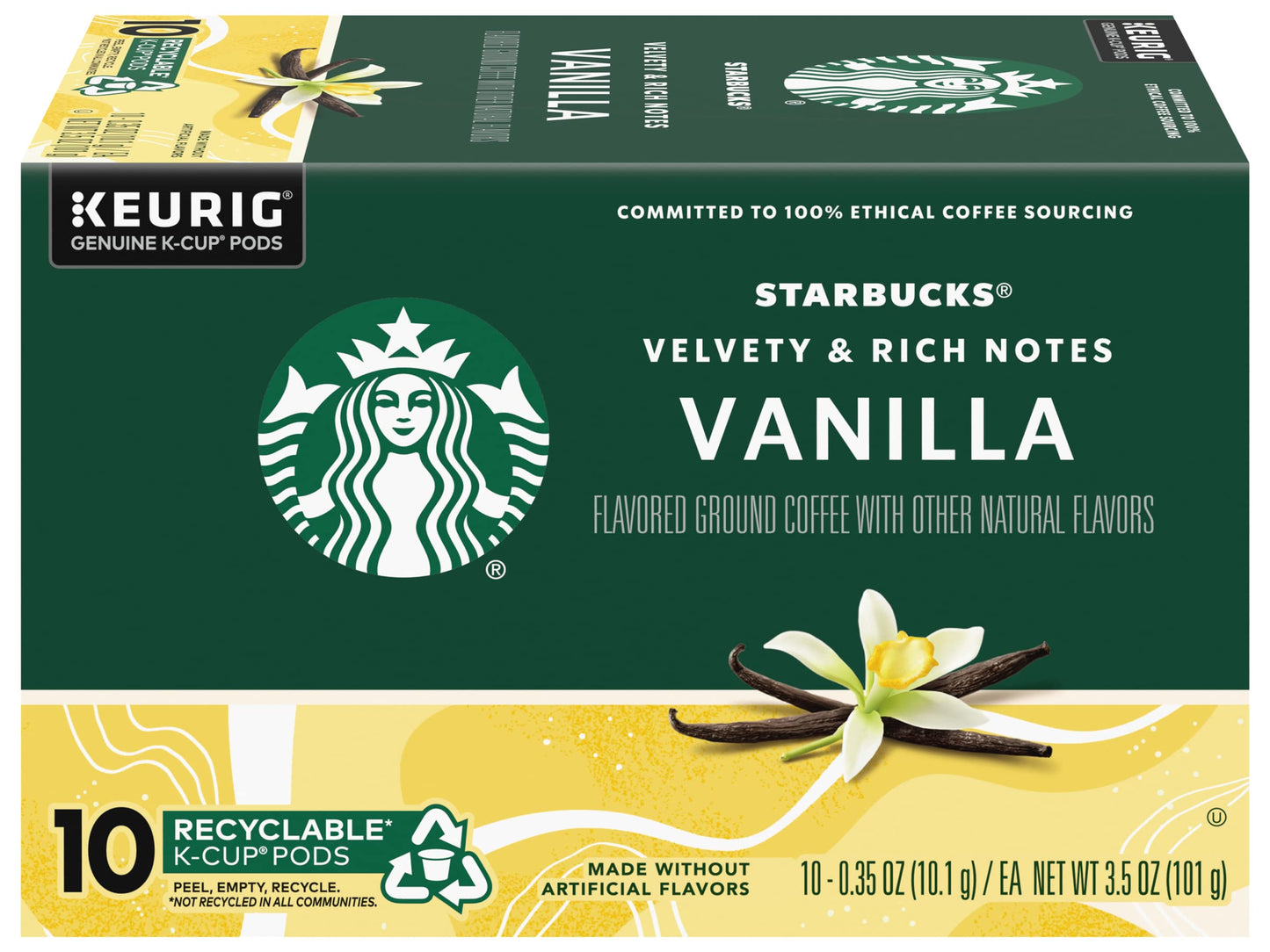 Starbucks Vanilla Flavored Coffee K-Cup Pods, 10 Count (Pack of 3), Genuine Keurig Pods, Coffee