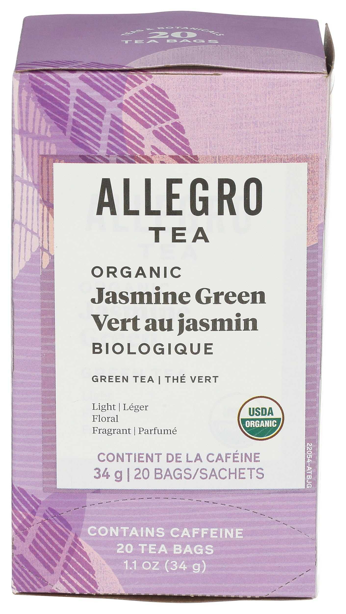Allegro Tea, Organic Jasmine Green Tea Bags, 20 Ct