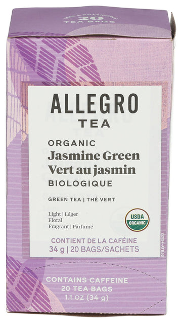 Allegro Tea, Organic Jasmine Green Tea Bags, 20 Ct