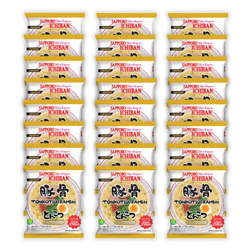 Sapporo Ichiban Ramen Noodles, Tonkotsu Flavor, 3.5 Oz (Pack of 24) - Authentic Japanese Instant Noodles, No. 1 Tasting