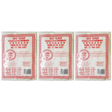 Thai Rice Flour 16 oz (Basic), 1 LB (Pack of 3) Thailand Traditional Water Milled Rice Flour, Great for Cooking & Baking