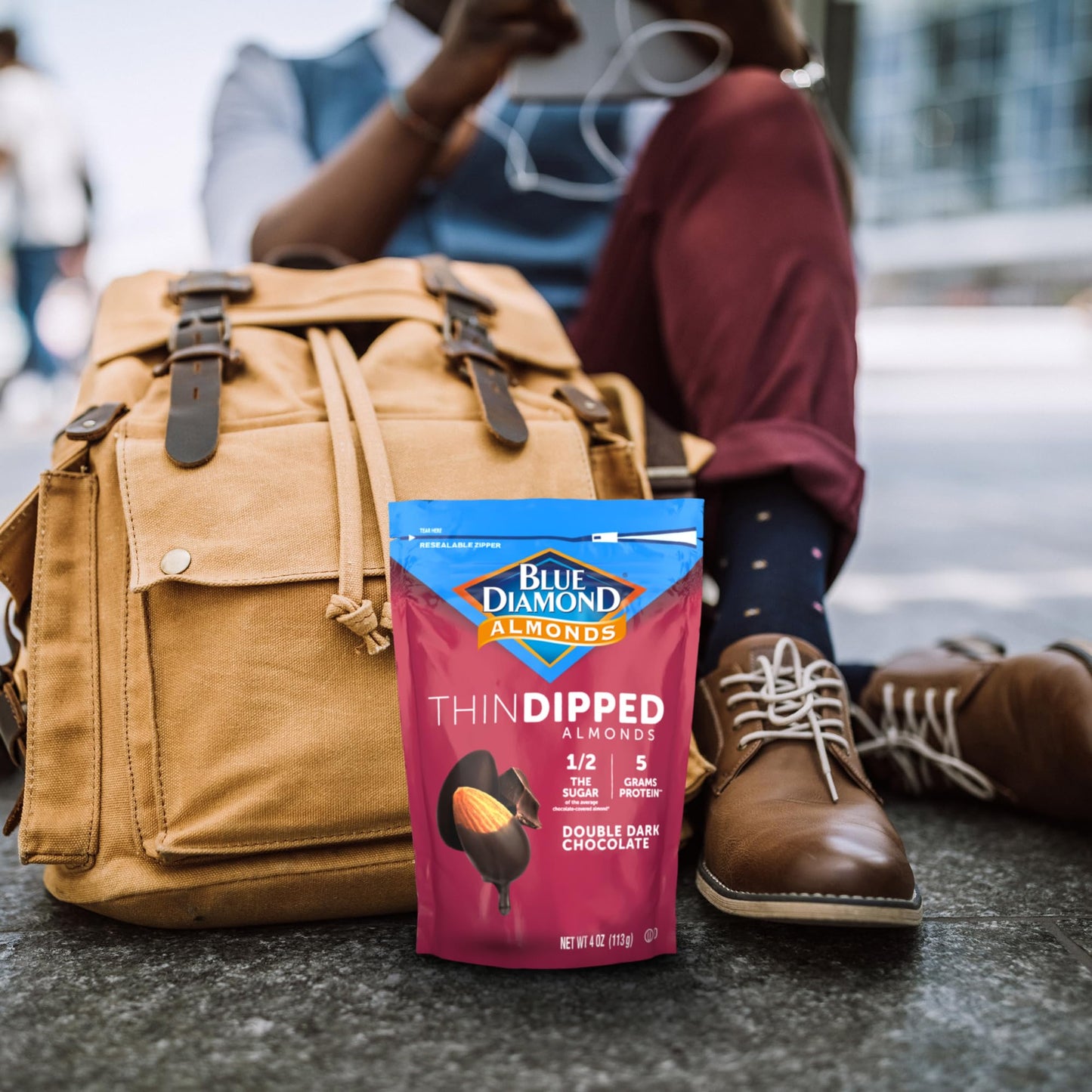 Blue Diamond Almonds, Dark Chocolate Covered Thin Dipped Snack Nuts For Guilt-Free Snacking With Half The Sugar, Perfect For Gat