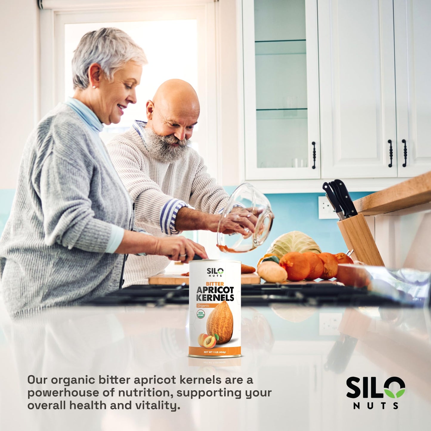 SILO Nuts Organic Bitter Apricot Kernels - 16 oz USDA Certified Organic Bitter Apricot Seeds - Natural & Non-GMO  enhanced Quality Kernals  No Sulfur or Additives