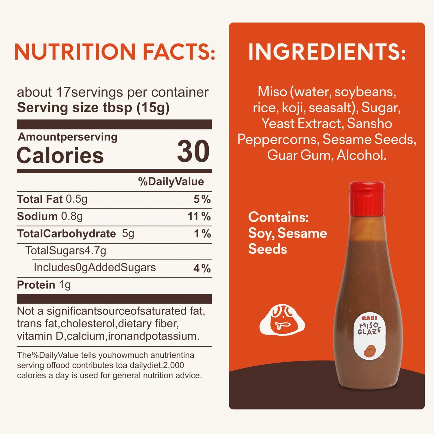 Cabi Miso Glaze - Japanese BBQ Sauce with Unique Peppery Note - 2 Pack Squeeze Bottles