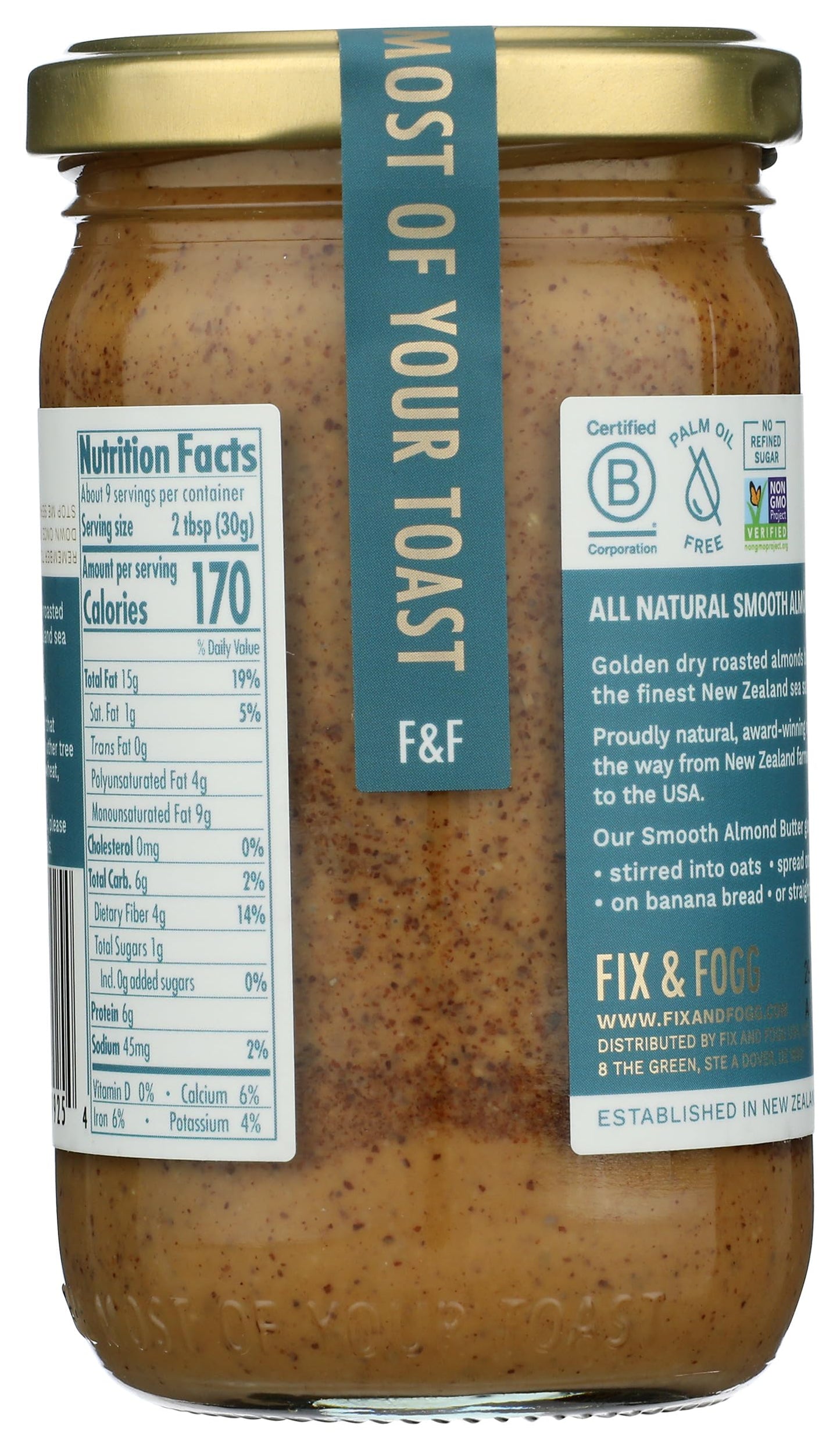 Fix & Fogg Khrm00373363 10 Oz Smooth Almond Butter
