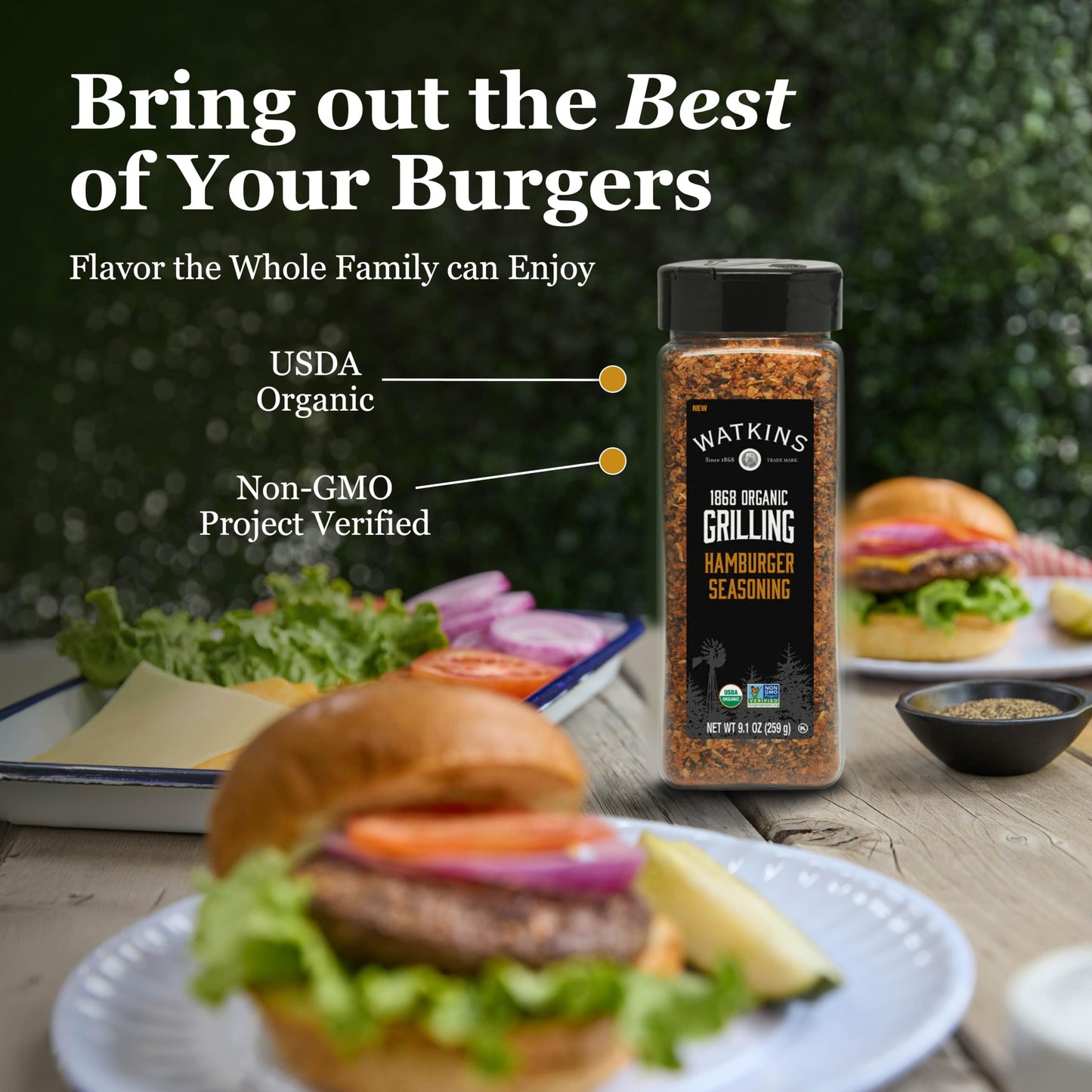Watkin'S Organic Premium Grilling Hamburger Seasoning, 9.1 Oz