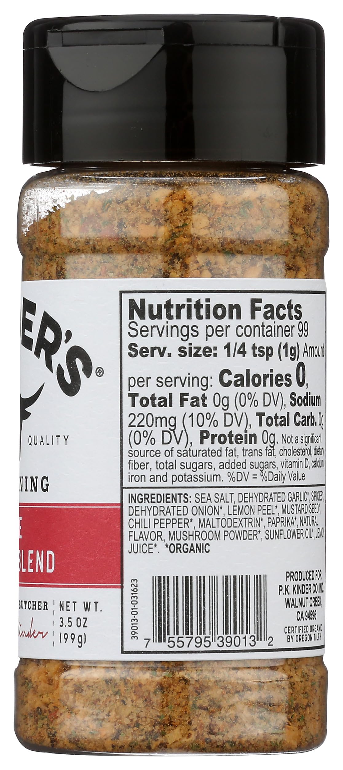 KINDERS Organic The Steak Blend Seasoning, 3.5 OZ