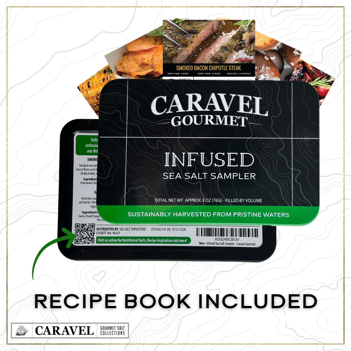 Caravel Gourmet Infused Sea Salt Sampler Set, 6 Flavored Salts, 0.5 oz Each, Gourmet Cooking Gift