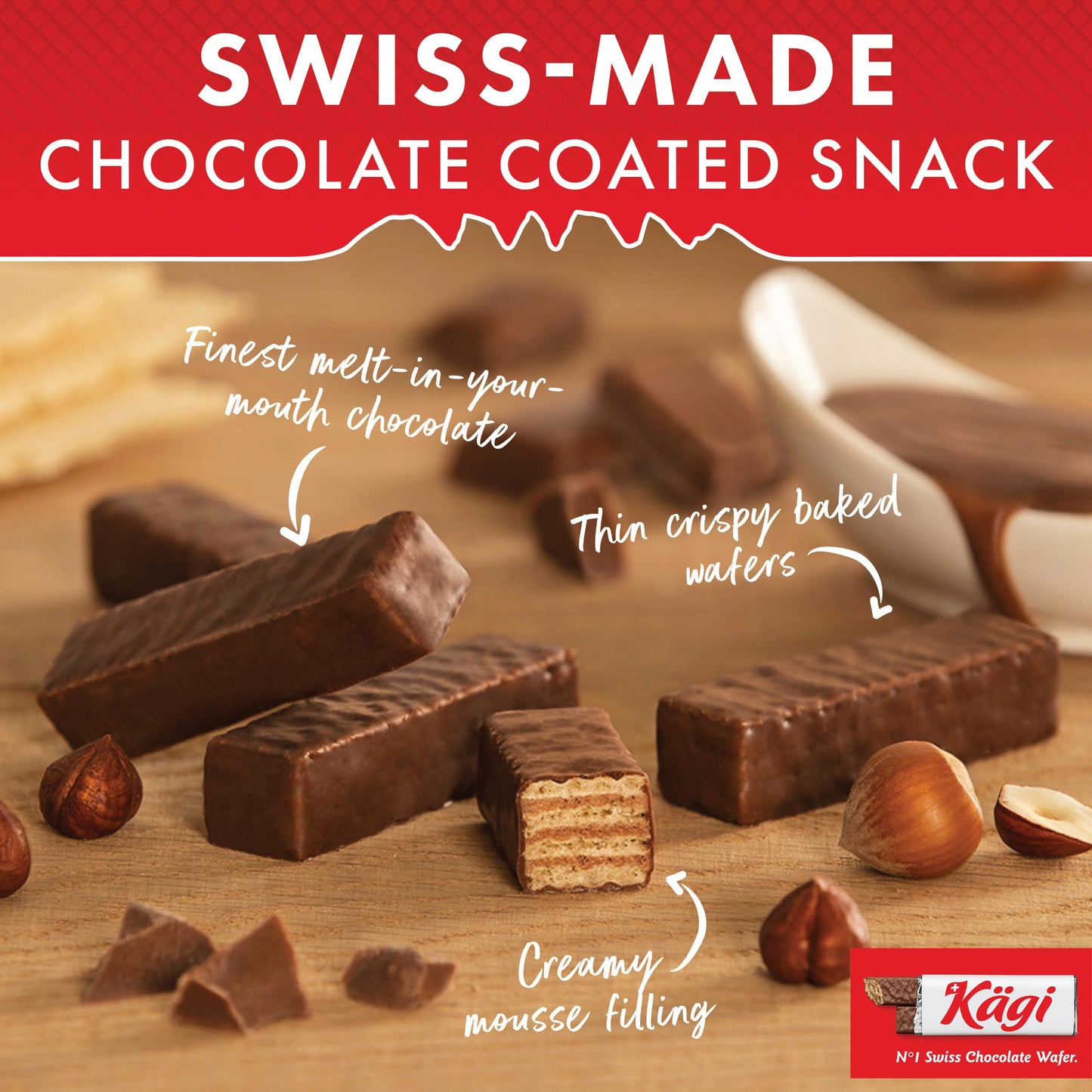 Kägi Swiss Milk Chocolate Covered Wafers, Crispy  , Individually Wrapped, 400g Tin