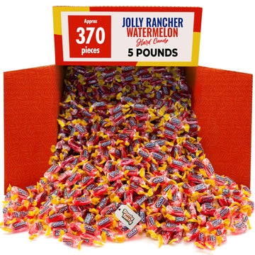 WATERMELON JOLLY RANCHER Hard Candy 5 lb - in Bulk Resealable Bag, Individually Wrapped (370 Pieces), Original Flavor