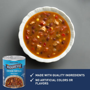 Progresso Chicken Tortilla Canned Soup, Gluten Free, 18.5 oz, Pack of 12 - Delicious & Convenient Meal Option