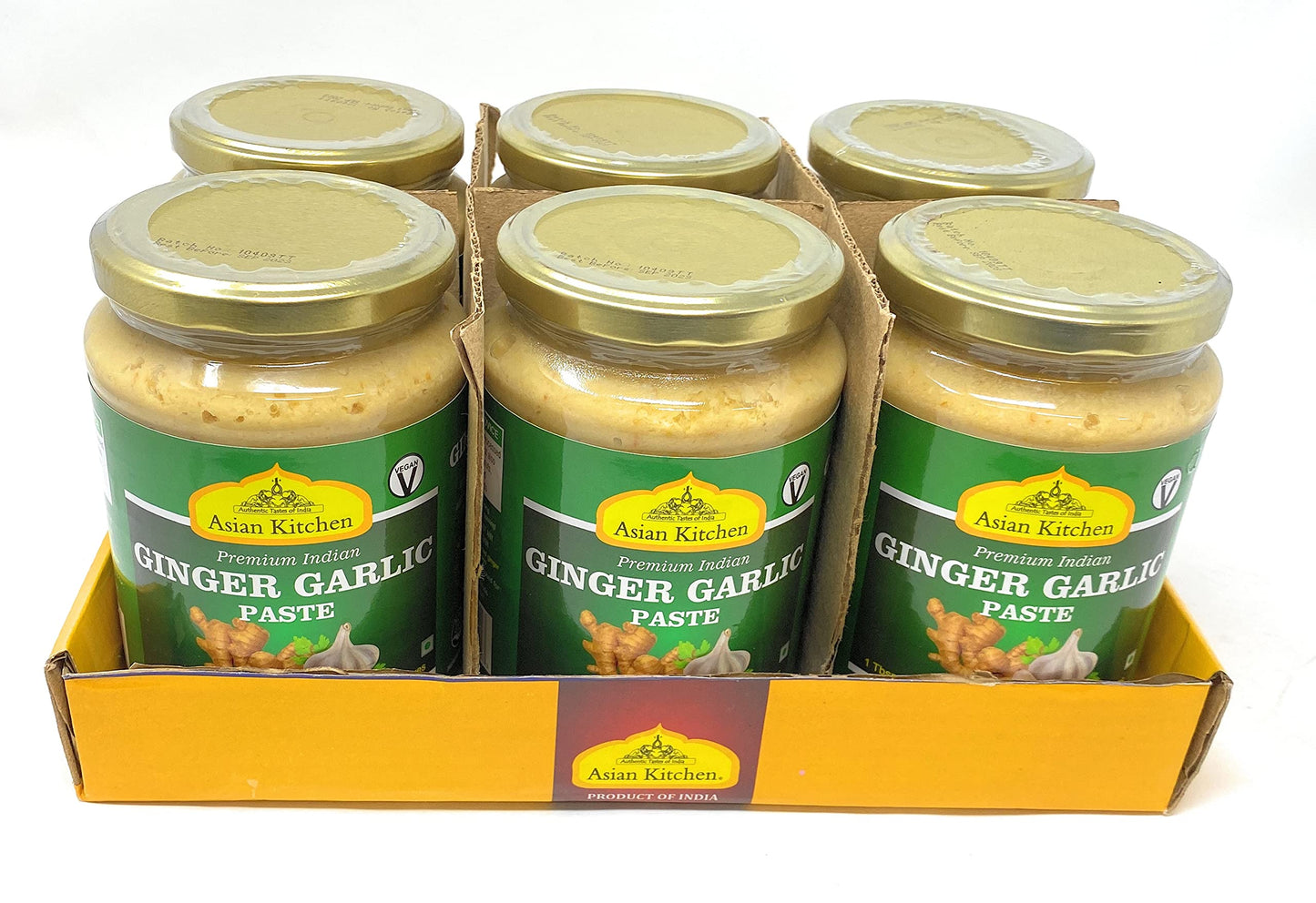 Asian Kitchen Ginger Garlic Cooking Paste 26.5Oz (750G) Glass Jar, Pack Of 5+1 Free ~ Vegan | Gluten Free | Non-Gmo | No Colors