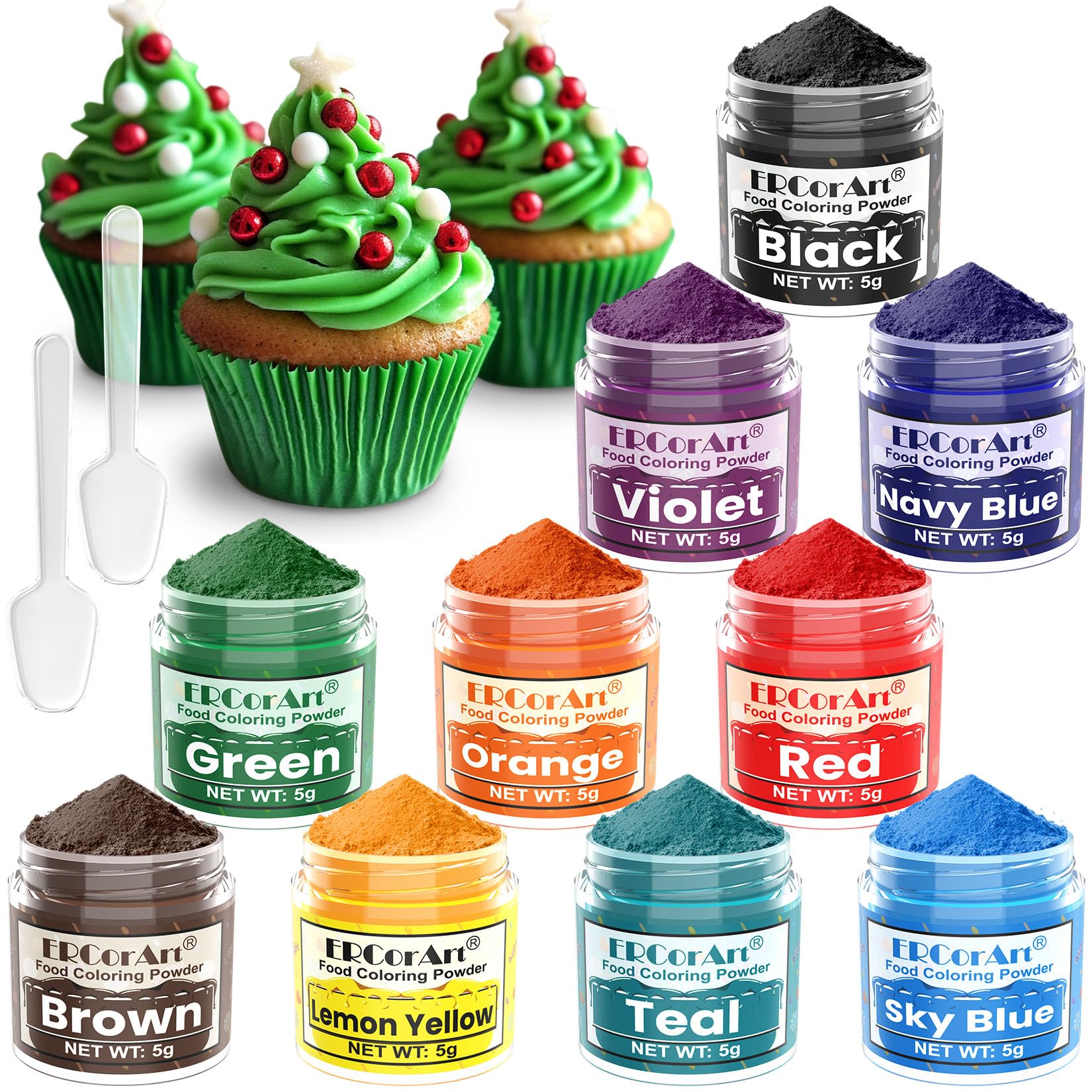 Food Coloring Powder - ERCorArt 10 Vivid Colors Powder Food Dye, Highly Concentrated Flavorless Food Coloring for Baking, Frosti