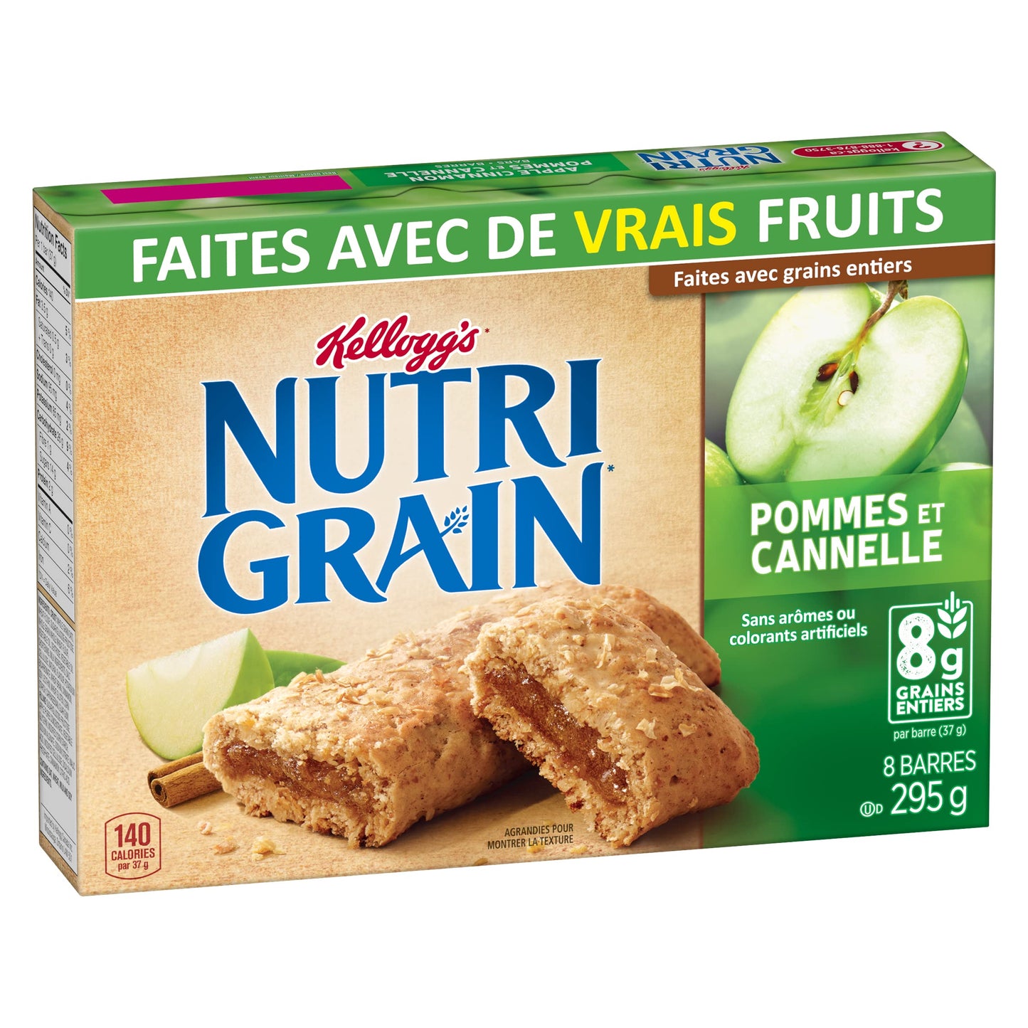 Kellogg'S Nutri Grain Cereal Bars Apple Cinnamon, 8 Bars, 295G/10.4 Oz., {Imported From Canada}