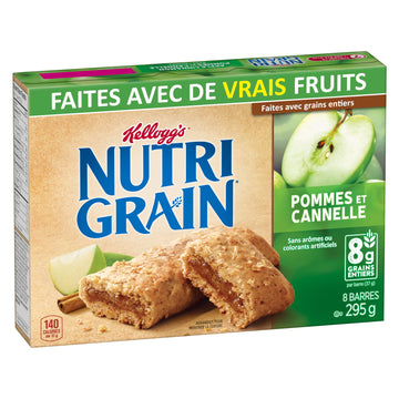 Kellogg'S Nutri Grain Cereal Bars Apple Cinnamon, 8 Bars, 295G/10.4 Oz., {Imported From Canada}