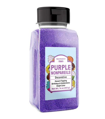 Unpretentious Purple Nonpareils, 1 Lb, Dessert Topping, Bright Purple Color, Round Sprinkles