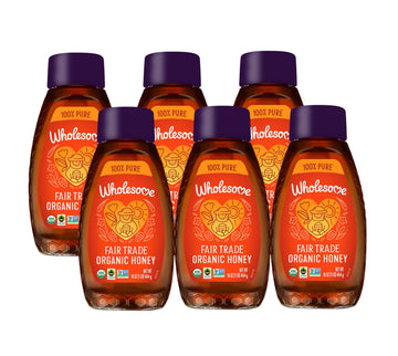 Wholesome Sweeteners 16-Ounce Organic Honey Bottle, 100% Pure, Fair Trade Certified, Non GMO Project Verified & Gluten Free, 6 P