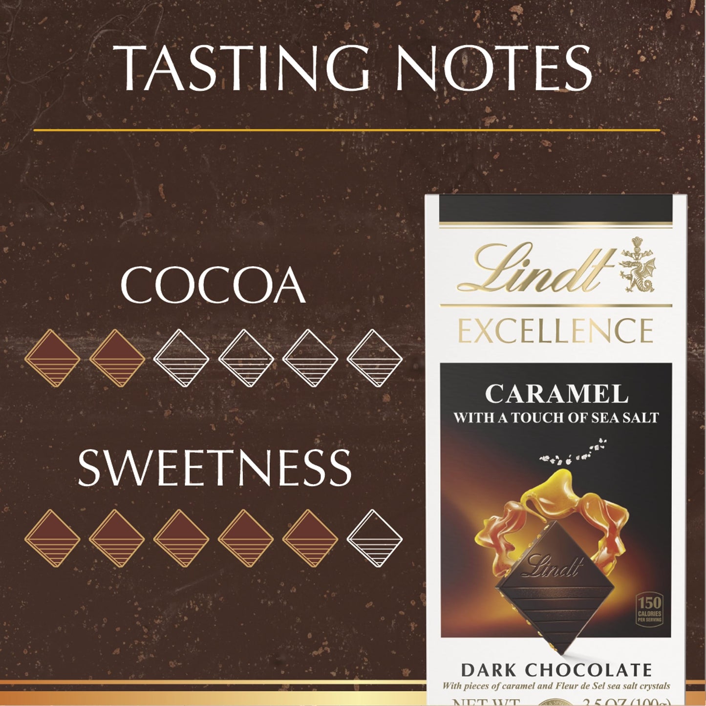 Lindt Excellence Caramel With A Touch Of Sea Salt Dark Chocolate - Case Of 12 - 3.5 Oz